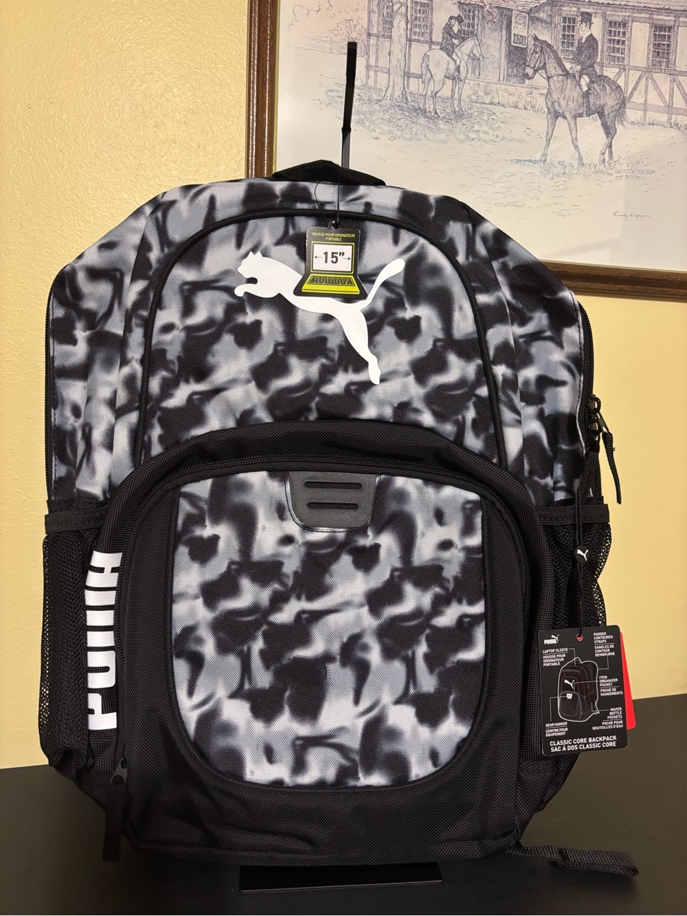 Puma Men’s Black & Gray Camouflage Print Backpack